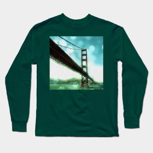 Green Bokeh Golden Gate Bridge in San Francisco Long Sleeve T-Shirt